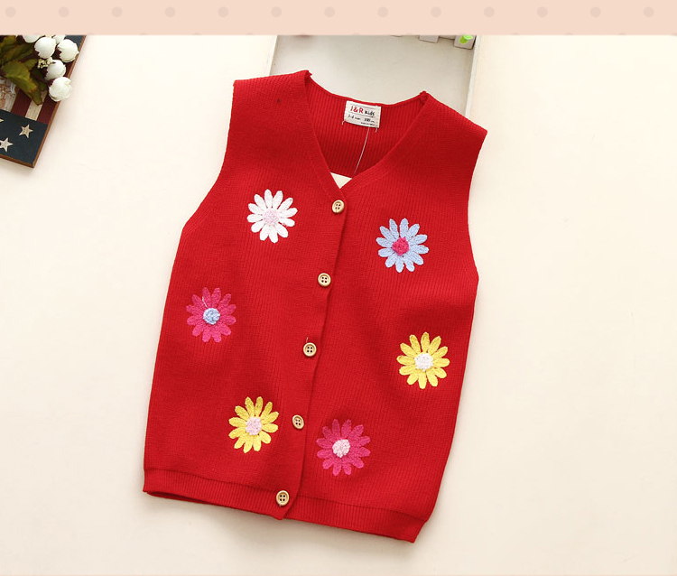 Mùa thu 2018 bé gái đan hoa cardigan trẻ em vest len ​​vest bé vest vest áo sơ mi quần áo trẻ em áo khoác em bé ấm áp