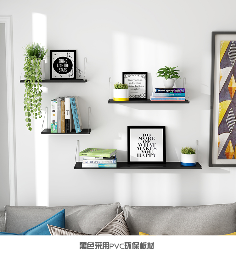 Kệ treo tường miễn phí trang trí phòng ngủ treo tường hiện đại phân vùng lưu trữ giá kệ sách gỗ rắn - Kệ kệ gỗ 5 tầng