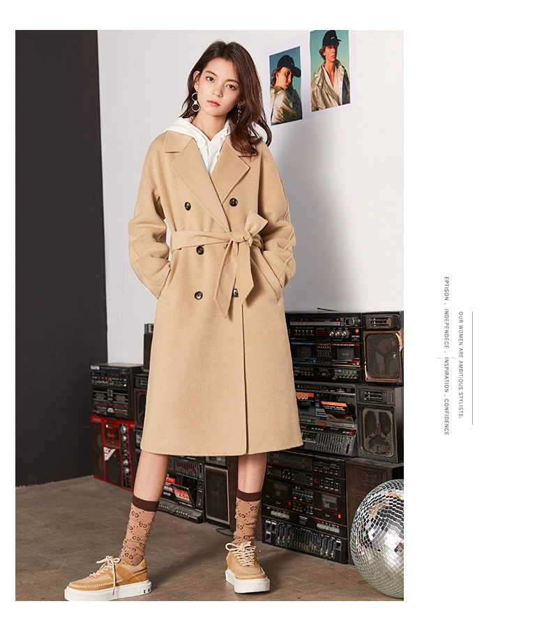 Quần áo Tiancheng 2018 mùa đông mới hai mặt áo len cashmere áo khoác len nữ trung áo dài thủy triều áo khoác gió nữ