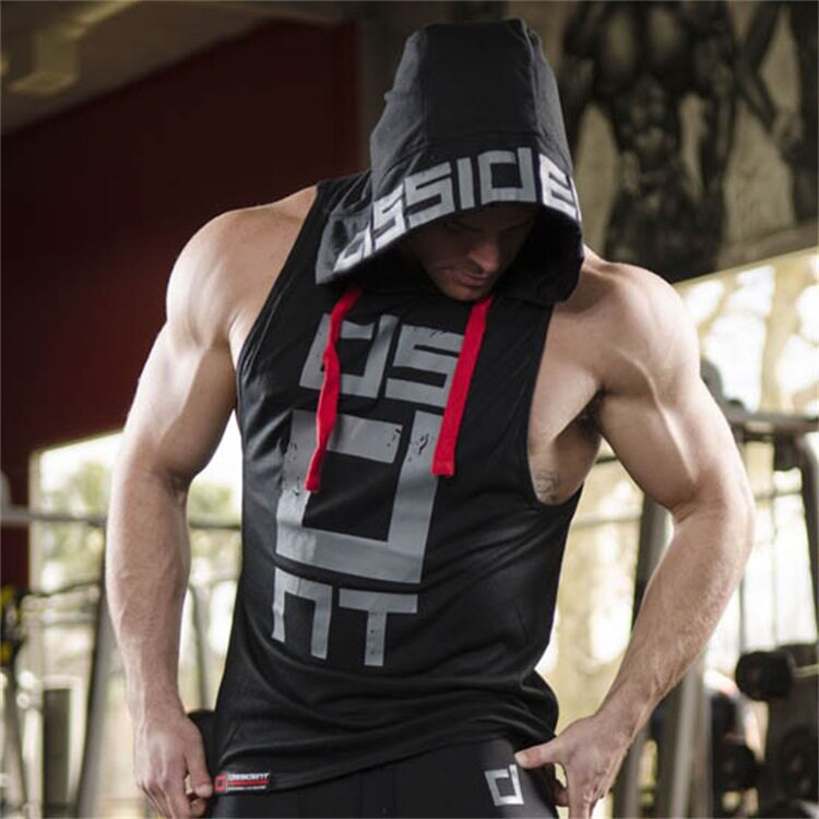 Muscle Fitness Brothers Men's Fitness Summer New Sleeveless Hood Slim Tide Men's Vest