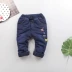 Min Peng mùa đông mới cho bé gái denim quần độn đệm mềm mại 1-3 tuổi 2 quần trẻ em để giữ ấm