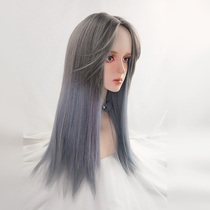 Wig woman split up straight hair Han style fashion grey blue purple color asymptotic lolita European and American wind jk full headgear