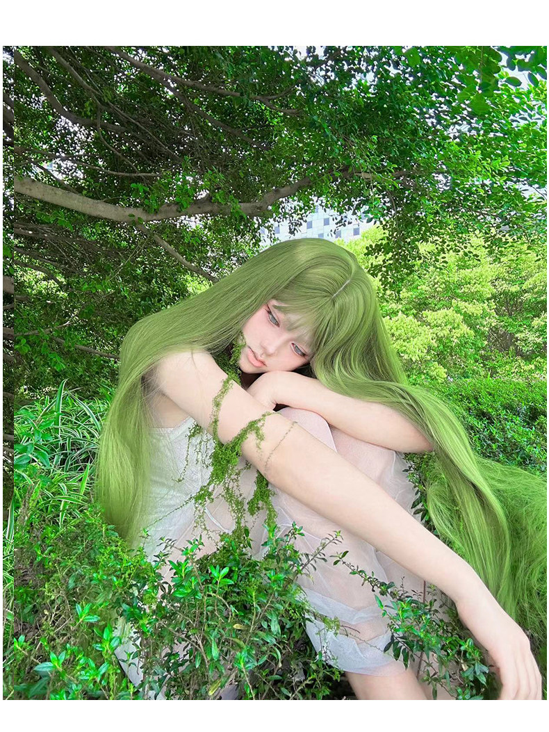 Green Extra-Long 130cm Straight Wig Full Cover - Taobao product photo 6