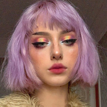 Water dance purple wig female short hair cool handsome color Net Red Anchor fashion natural European and American tide color new hair set