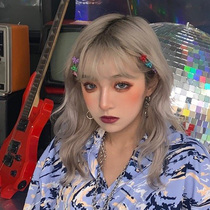 Water dance wig female short curly hair net red street shoot air bangs Gray long curly hair fashion big wave wig set