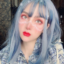 Water Dance Wig Woman Medium Long Straight Hair Fashion Blue Grey Air Liu Hai Realistic Long Hair Total Headgear Internet Red Female Straight Hair