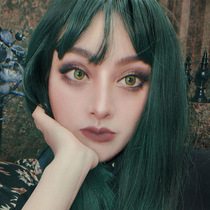 Water Dance Wig Womens Net Red Street Flavored in fashion ink Green medium long straight hair Han style air Liu Hai Long straight hair realistic hair cover