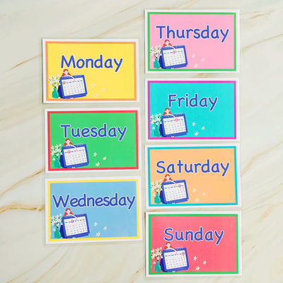 English card, waterproof flash card, day of the week, date, calendar, kindergarten classroom decoration, teacher's teaching aid, word card