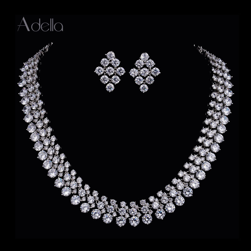 Adella New Product Light Luxury Three-Layer Full Diamond Zircon Necklace and Earrings Two-Piece Set Bridal Dress Jewelry Set W065 Adella New Product Light Luxury Three-Layer Full Diamond Zircon Necklace and Earrings Two-Piece Set Bridal Dress Jewelry Set W065