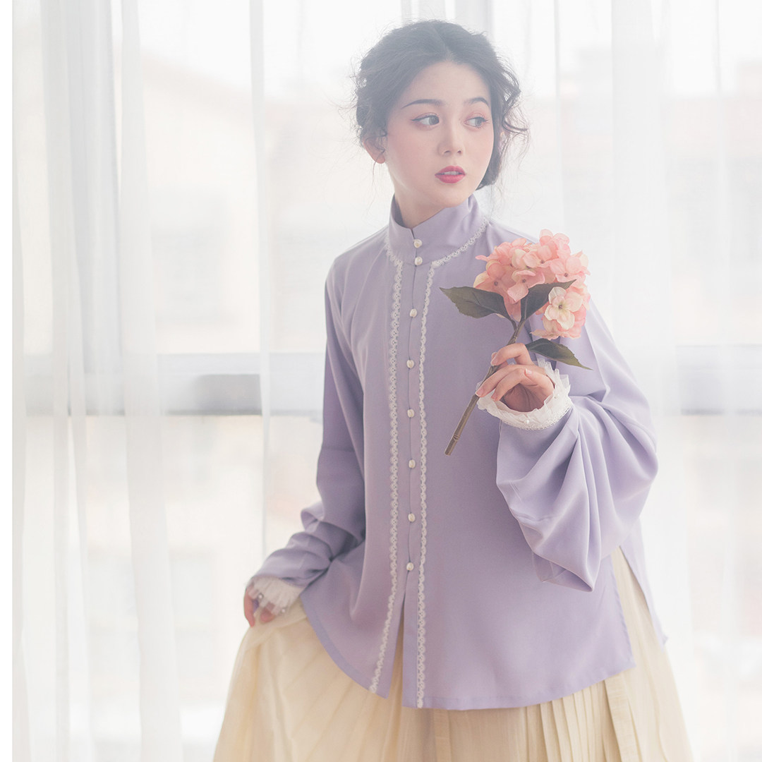 Clearance bull afternoon tea Original Ming Hanfu bow bag sleeve stand-up collar cardigan spot lace Hanyang compromise
