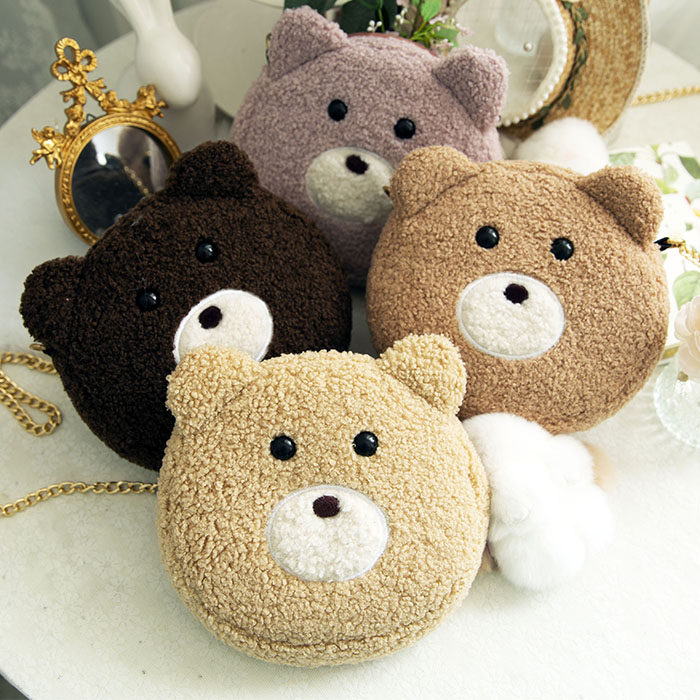 Suhwa Faction White Snow Princess and Her Sweet House Series with Cute Little Bear Bag Bunny Rabbit Hanging Accessories Women's Bag