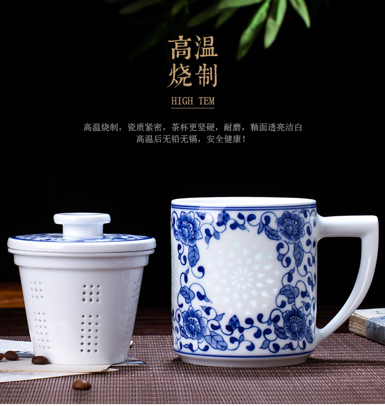 The Is rhyme of jingdezhen blue and white and exquisite glaze ceramic cup hand - made color tea cup work under the boss gift cup China cups