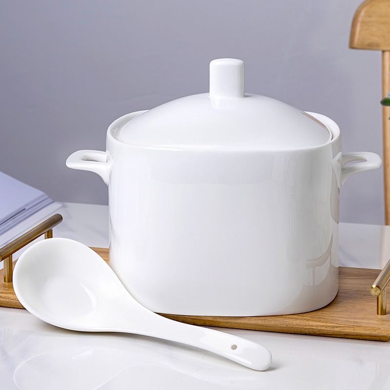 Jingdezhen white ipads China tableware square Korean white pot ceramics tableware suit soup pot large soup bowl