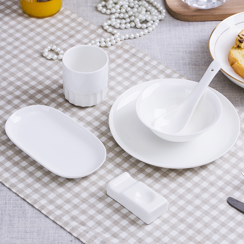 Jingdezhen ipads porcelain hotel put a full set of pure white desk tray to use spoon set in western - style restaurant tableware can order LOGO