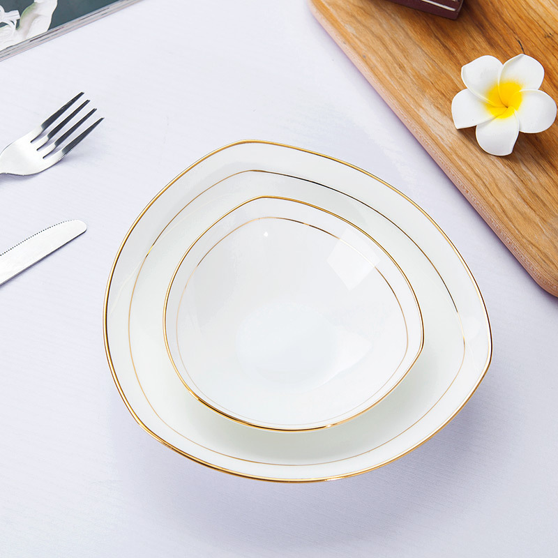 Jingdezhen porcelain household pure white ipads porcelain paint triangle soup plate pasta FanPan salad vegetables dishes ceramic plate