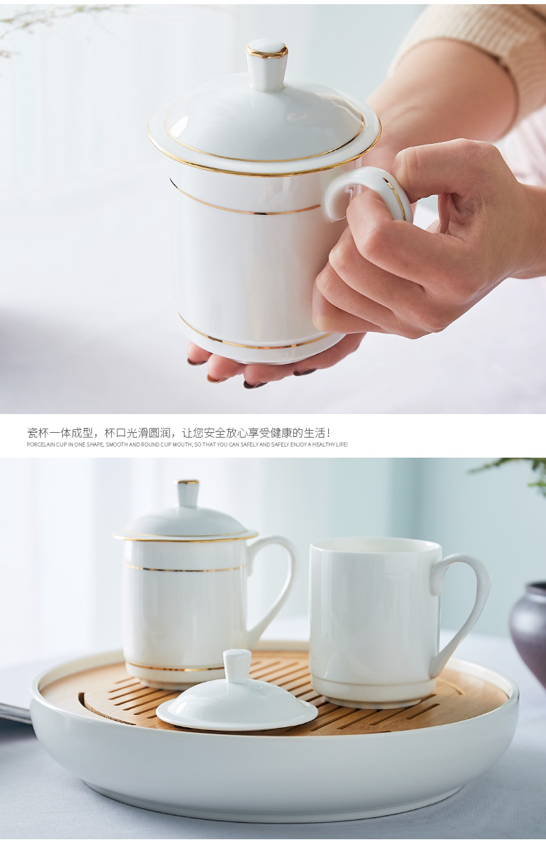 Jingdezhen ceramic cups with cover office cup and meeting room ipads China household glass tea cup custom kei chan cup