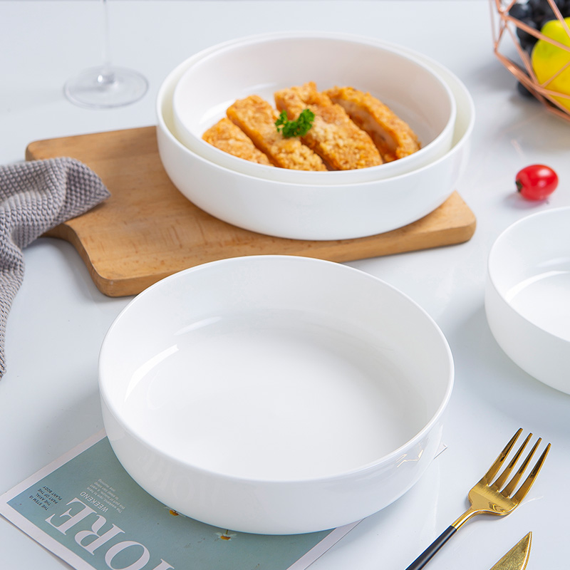 Jingdezhen porcelain ipads son home nest dish white porcelain dish deep dish soup plate contracted FanPan disc square plate