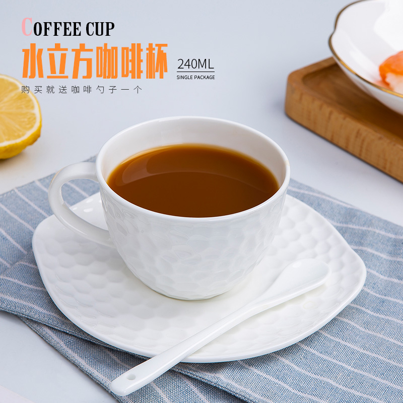 Jingdezhen porcelain white European contracted ipads porcelain coffee cup set key-2 luxury home ins American - style coffee cups and saucers