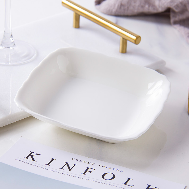 Son pure white ipads porcelain dish dish square web celebrity creative household ceramic plate fruit bowl dish Chinese dishes