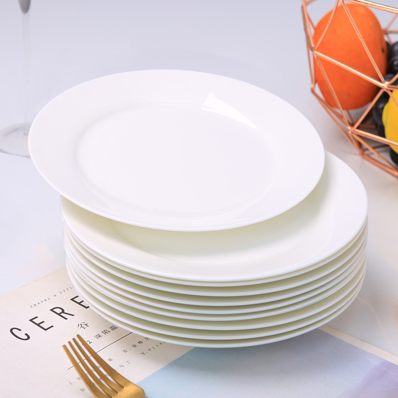 6-Piece Set of Jingdezhen Pure White Plates 8inch Western-Style Flat Plates Round Plates Shallow Plates Bone China 6-Piece Set of Jingdezhen Pure White Plates 8inch Western-Style Flat Plates Round Plates Shallow Plates Bone China