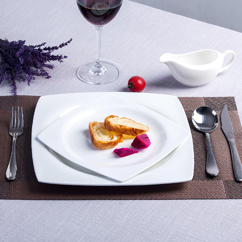 Pure white ipads child creative porcelain ceramic flat tray household food dish soup plates deep western food steak plate tableware