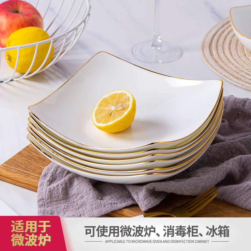 Son ipads porcelain dish plate of Chinese style household ceramic plate up phnom penh creative deep plates square cooking dishes