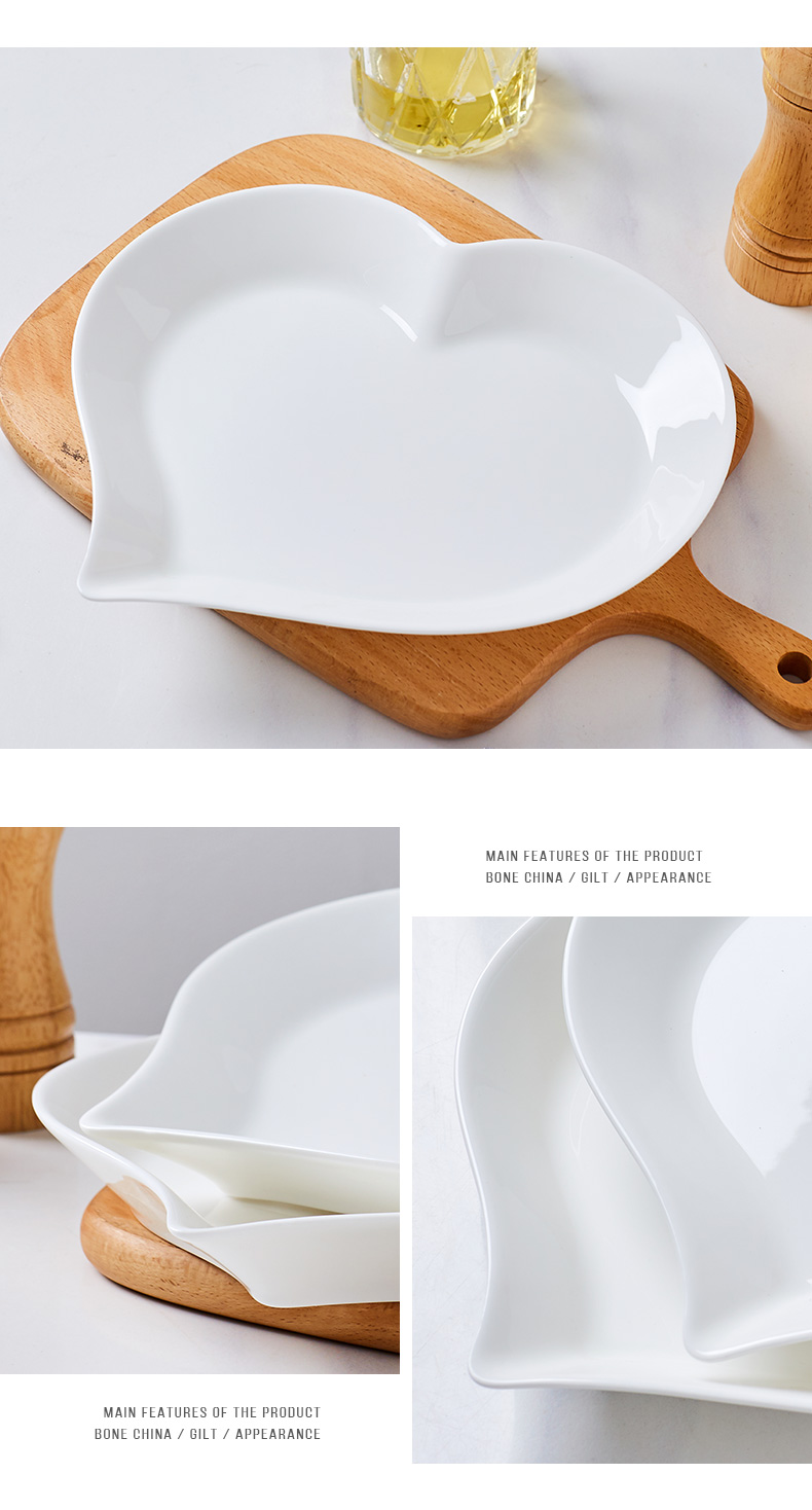 Jingdezhen new ipads China tableware heart - shaped plate household plates salad plate microwave white ceramic 0