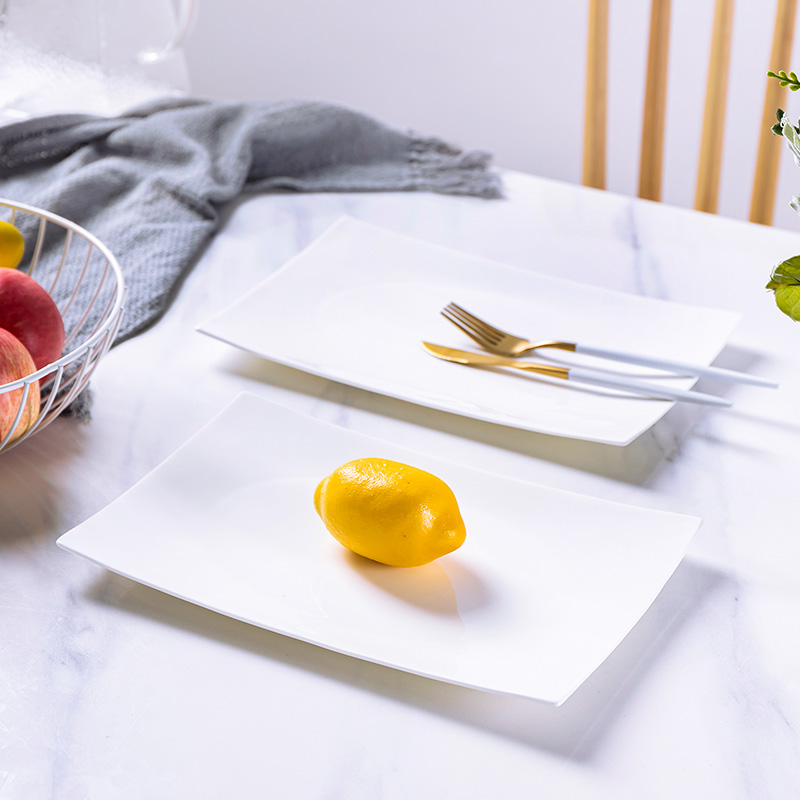 Northern wind ins white ipads China plate plate ceramic tray pastry disc of bread board rectangular beefsteak plate