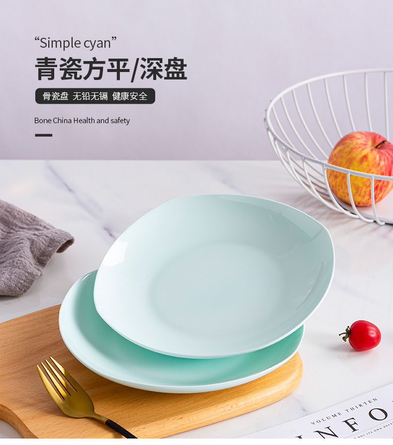 Jingdezhen blue glaze ipads China northern wind creative features light and decoration plate tableware family net HongCan dish plate