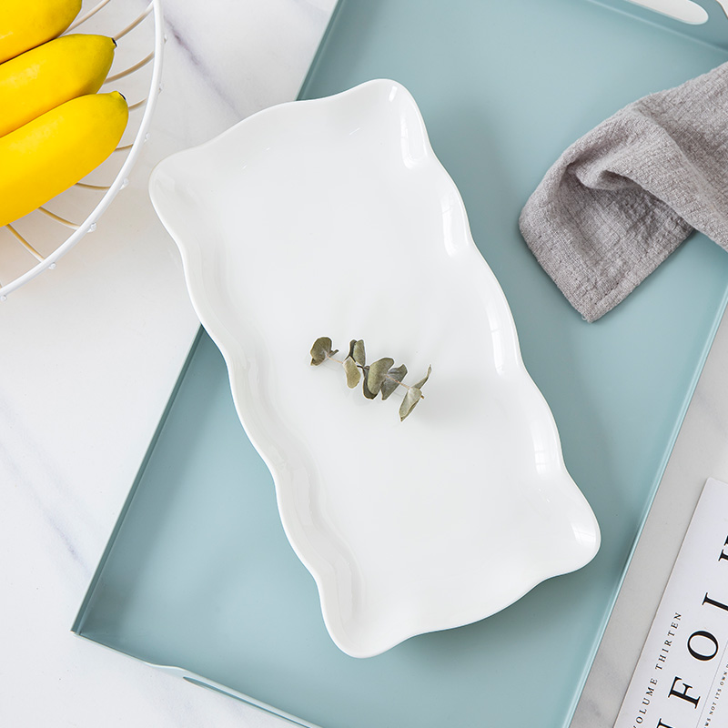 Jingdezhen white ipads China tableware shell plate special - shaped ceramic fish plate rectangular sushi plate plate creative lace