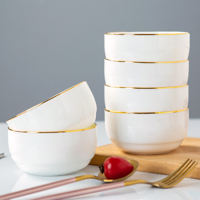 Jingdezhen bone china round bowl household noodle soup bowl 4 pcs 6 pcs