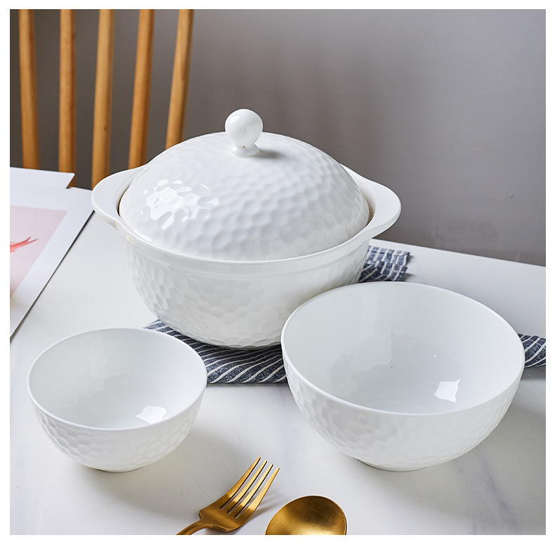 Jingdezhen ceramic tableware with cover Chinese soup bowl creative home a large pot of household ceramic bowl with cover soup pot