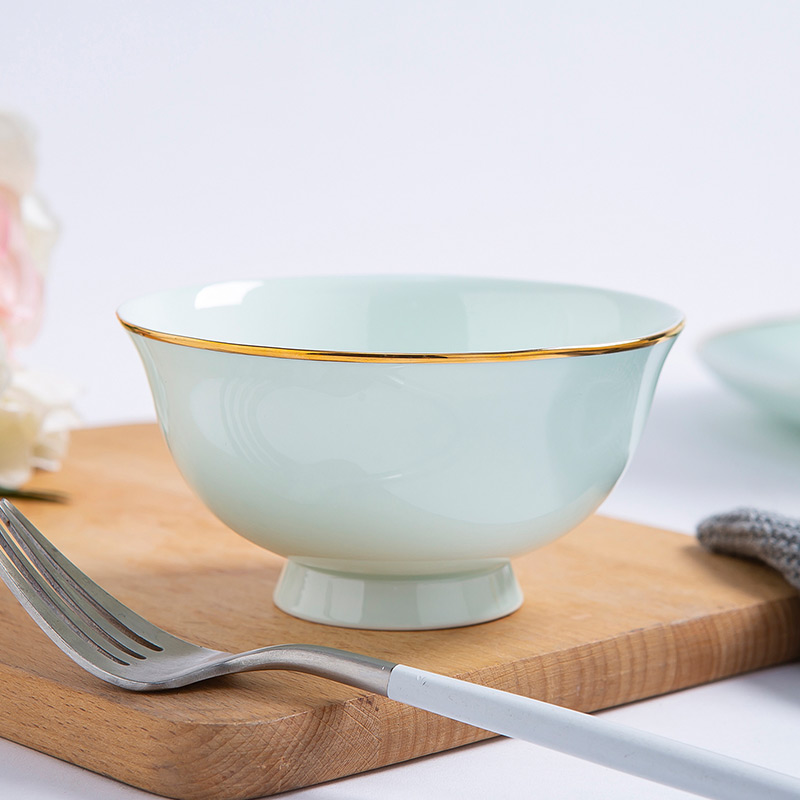 Jingdezhen eat bowl soup can prevent hot tall to use a single bowl of bowls of ipads plate tableware up phnom penh celadon bowls of household