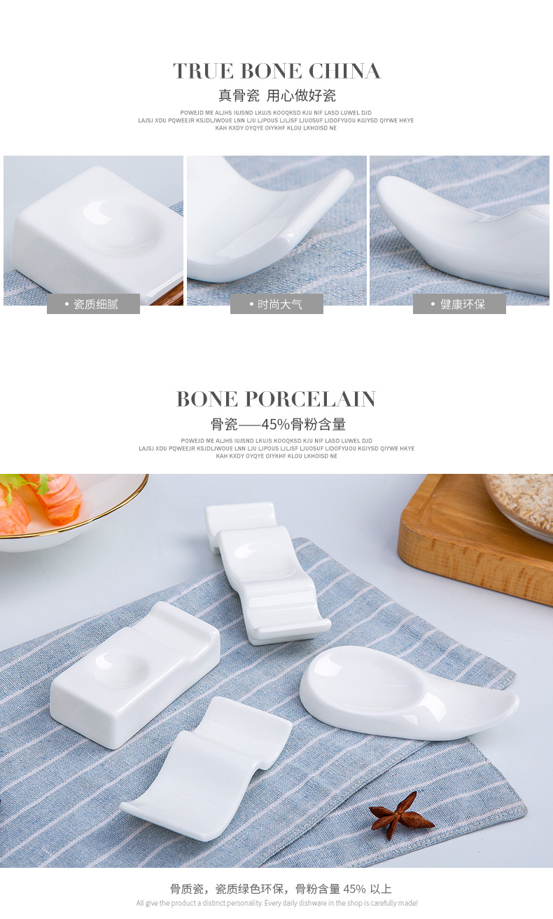 Jingdezhen porcelain spoon, chopsticks pillow creative white chopsticks holder frame hotel set up household ceramic tableware