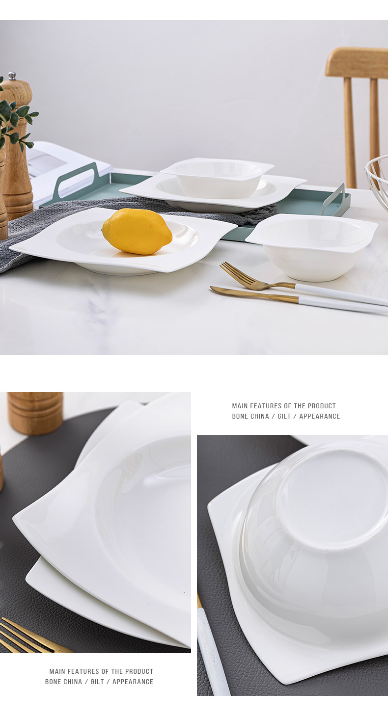 Hotel restaurants with pure white ipads porcelain tableware ceramics creative soup plate plate shaped food kunlun plate plate plate