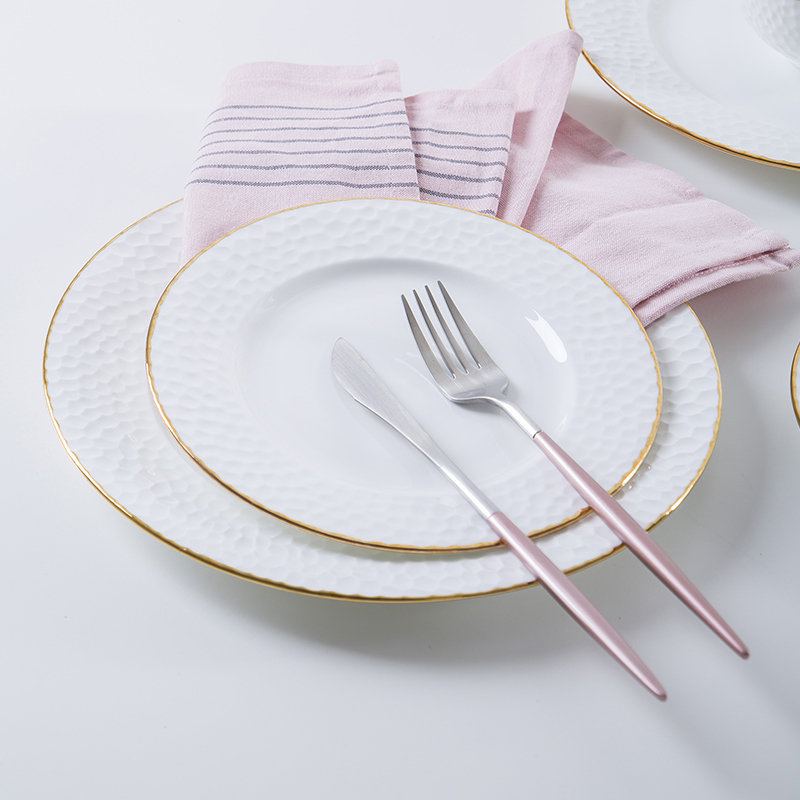 Jingdezhen ceramic tableware up phnom penh dish creative home plate ceramic flat beefsteak dish circular plate