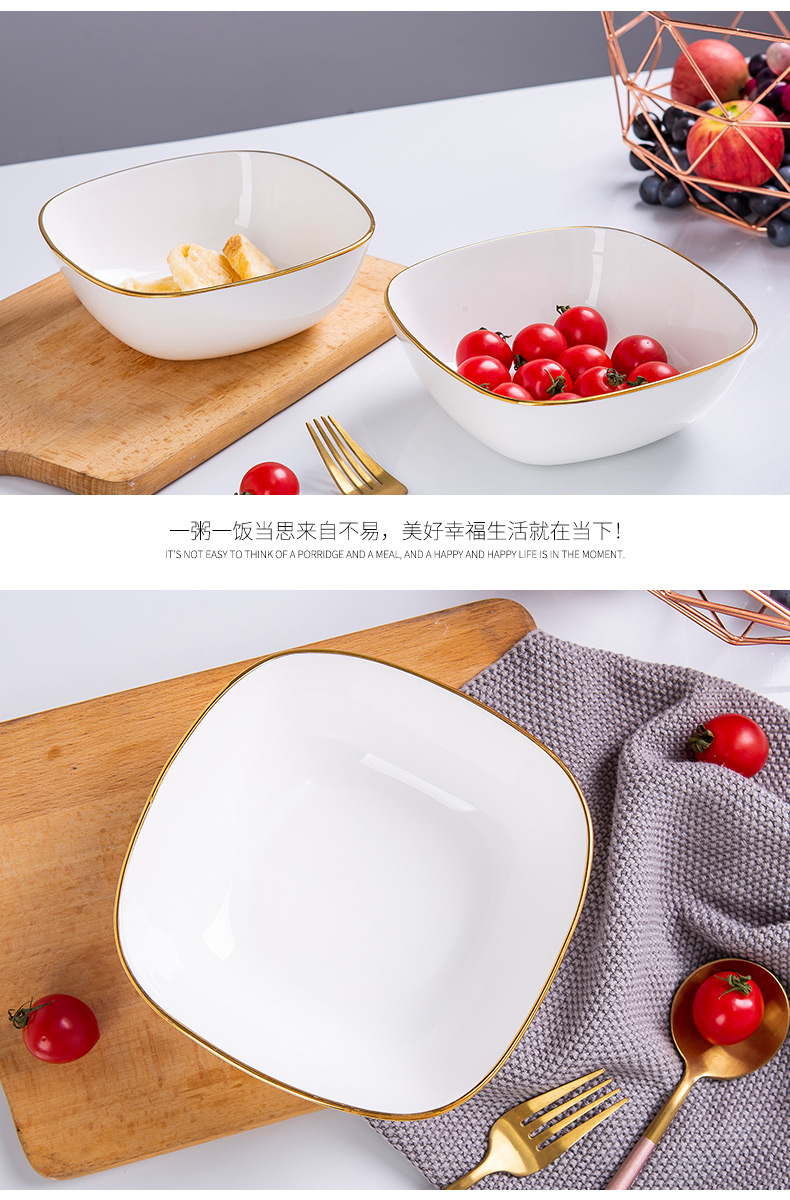 Jingdezhen ipads bowls square bowl of Japanese style up phnom penh ceramic bowl large household creative fruit salad bowl bowl of soup bowl