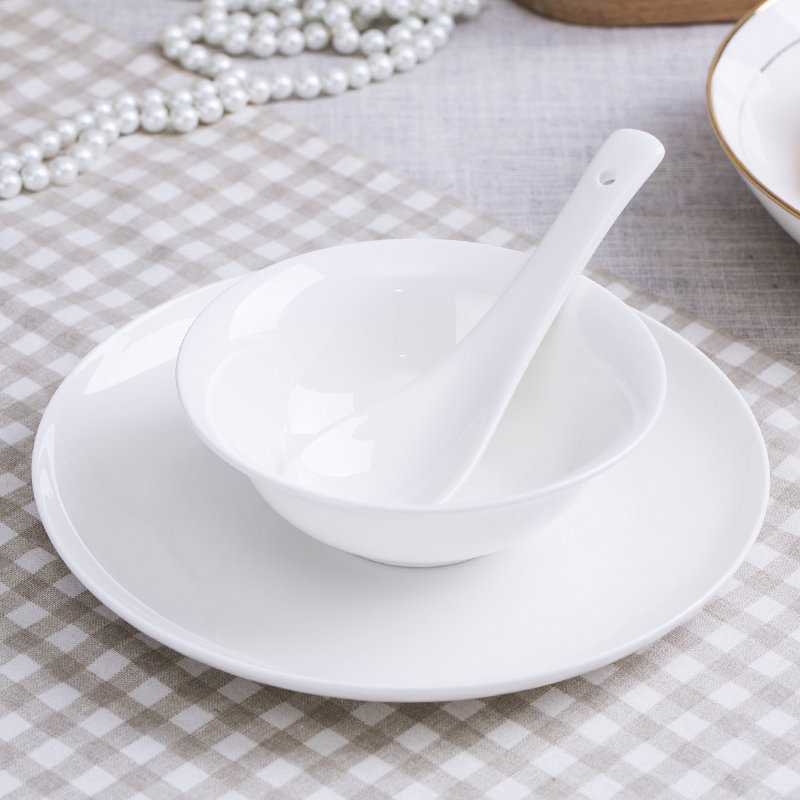 Jingdezhen ipads porcelain hotel put a full set of pure white desk tray to use spoon set in western - style restaurant tableware can order LOGO