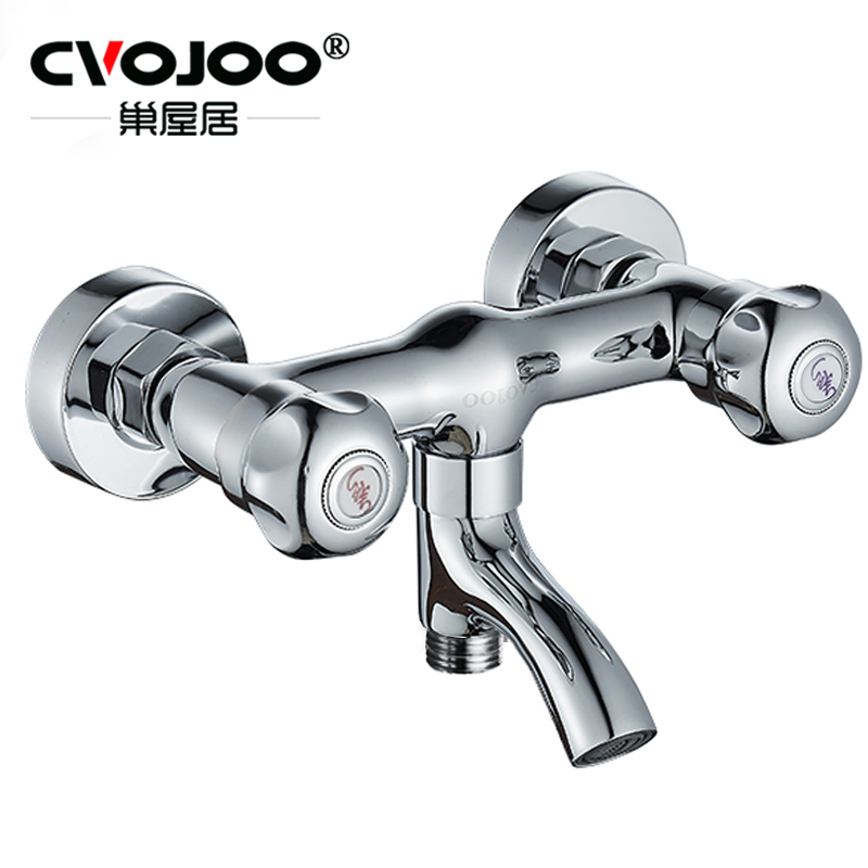 Double Switch Shower Shower Shower Bath bathtub tap hot and cold full copper double cut double cut into wall-style bath water mixing valve