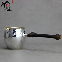 Authentic Sterling Silver 999 Side Handle Bamboo Handle Fairy Kung Fu Solid Handmade Silver Tea Sea Tea Utensils Japanese Tea Separator