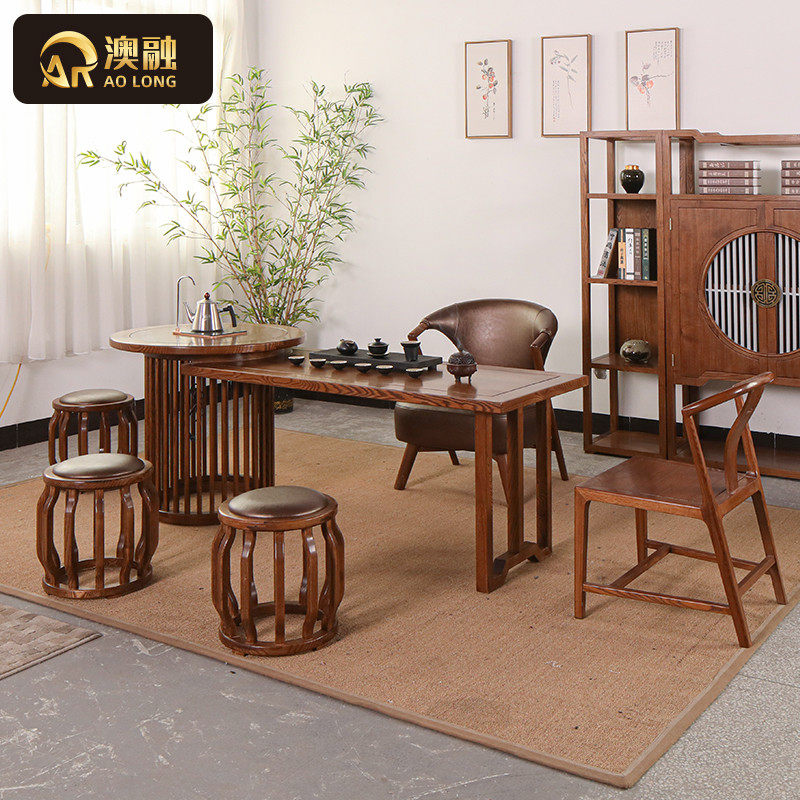 New Chinese Tea Table and Chair Combination Simple Modern Solid Wood Kung Fu Small Tea Table Tea Set One Tea Room Furniture