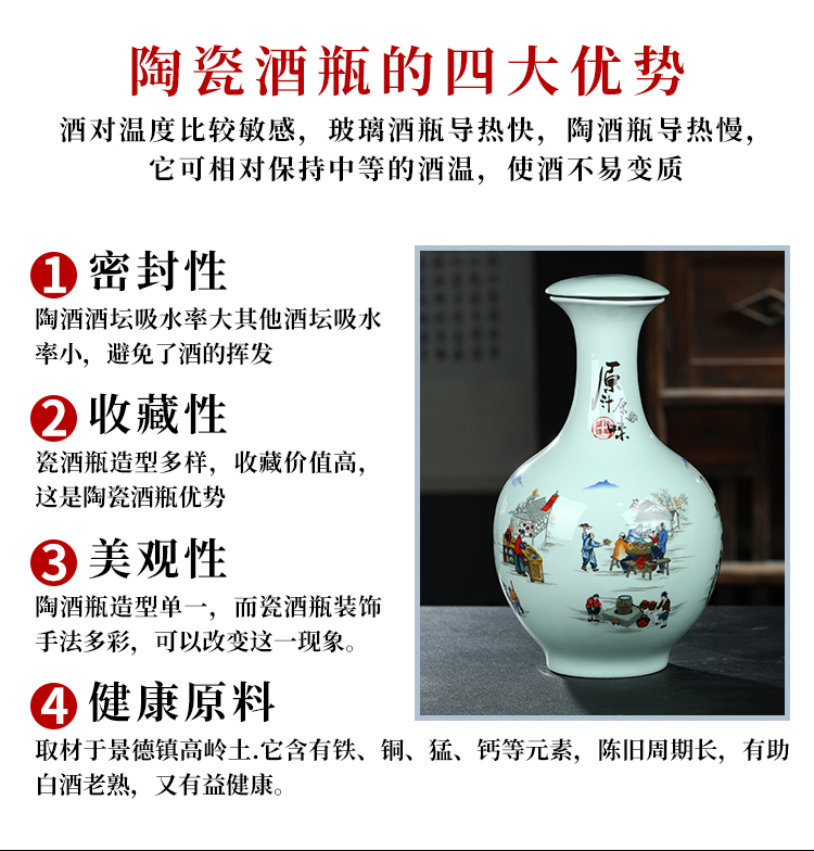 Jingdezhen 1/2/3/5/10 jin ceramics hoard household seal flagon gift box wine bottle is empty jars, jugs