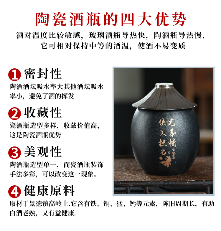 Jingdezhen ceramic bottle home sealed jar jar creative wine gift boxes bottle aged wine bottles