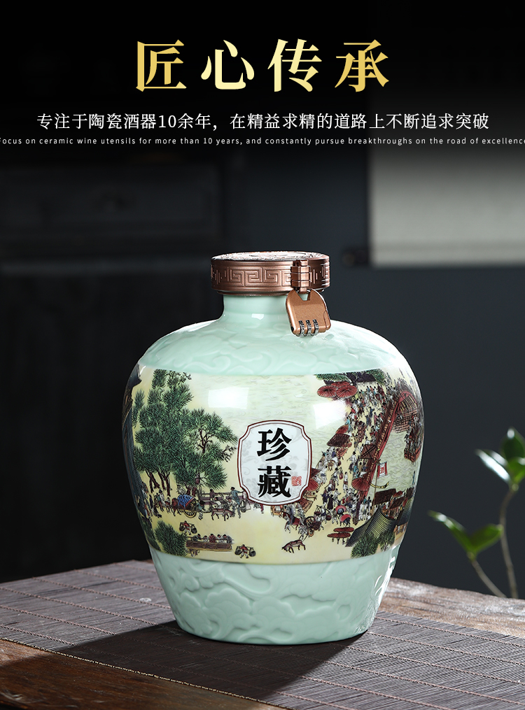 Jingdezhen ceramic jar ten catties home seal hip wine bottle is empty bottles of vintage wine bottle custom 5 jins