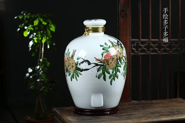 Hand - made ceramic jar of jingdezhen ceramic bottle 10 jins 30 jin wine VAT mercifully jars with leading 50 pounds