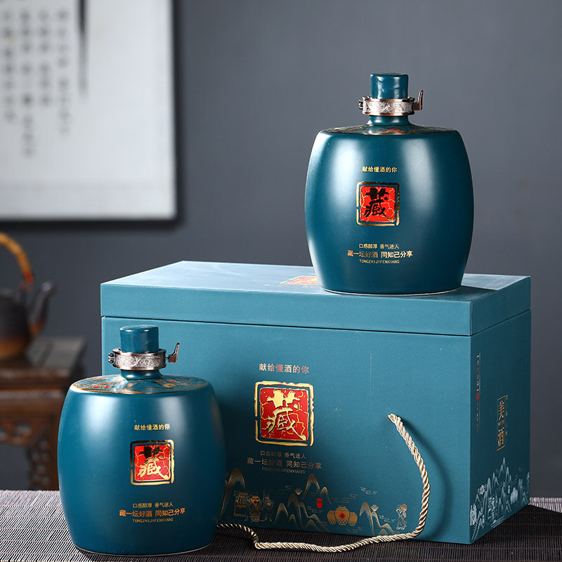 Jingdezhen ceramic wine bottle empty bottle 1 kg 3 kg 5 kg storage bottle cellar sealed wine jar wine jar wine pot