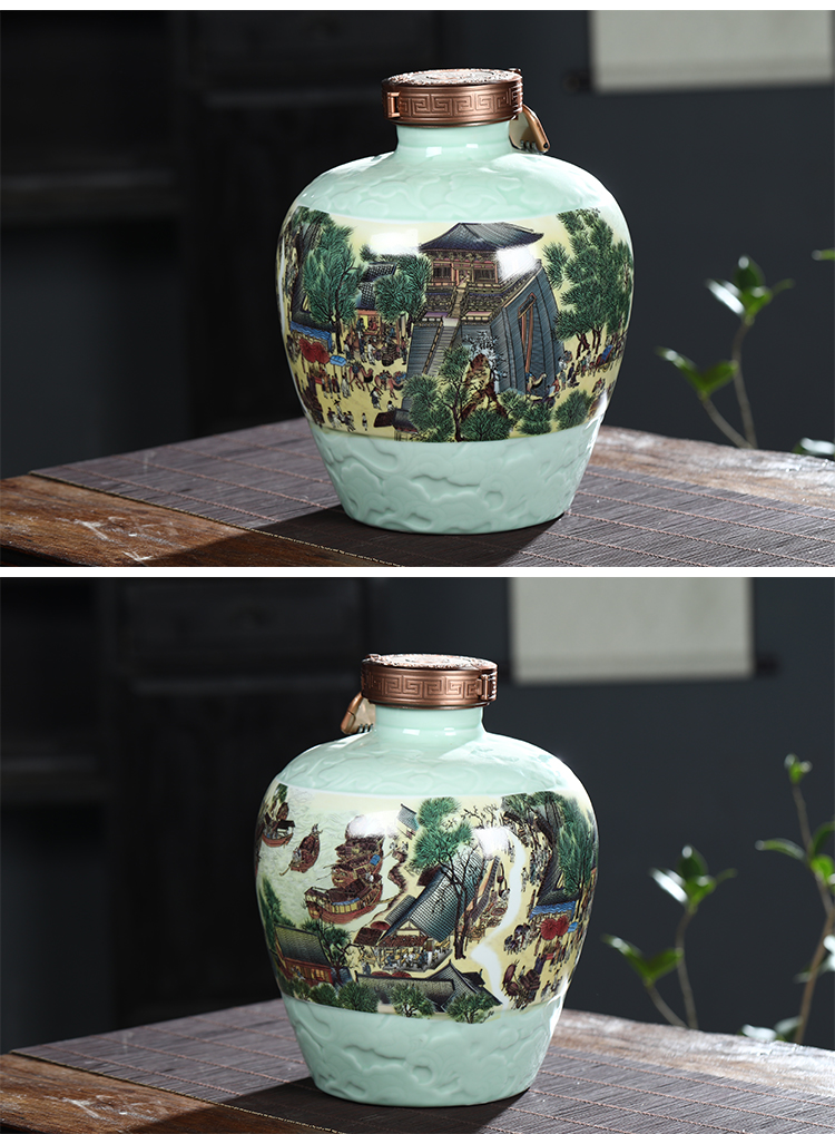 Jingdezhen ceramic jar ten catties home seal hip wine bottle is empty bottles of vintage wine bottle custom 5 jins