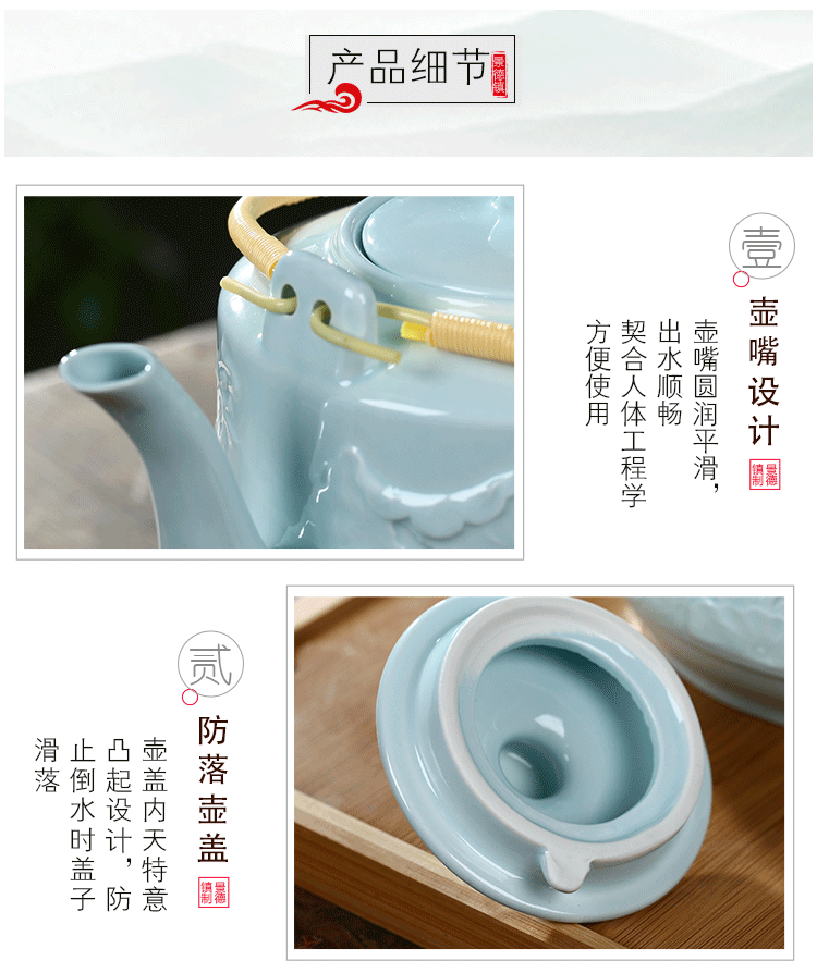 Jingdezhen ceramic single pot of domestic large teapot girder crock cool super high temperature resistant capacity of blue and white pot kettle