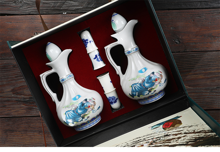 Jingdezhen ceramic wine suit glass 1 catty household hip trouble wine liquor bottle empty bottle wine jars