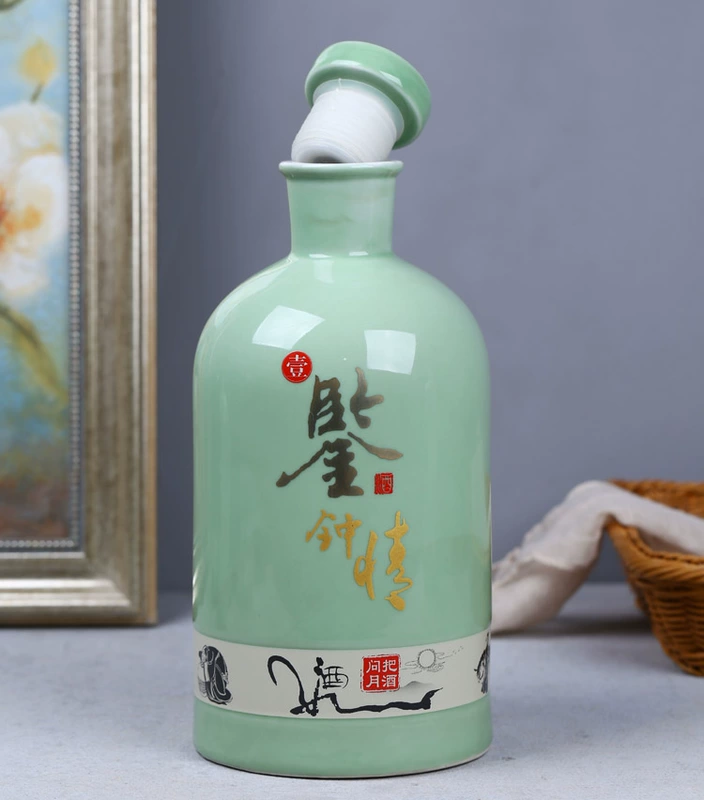 Jingdezhen chai rượu vang gốm 1 kg 3 kg 5 kg tải sáng tạo hộ gia đình chai rượu rỗng chai niêm phong rượu vang jar rượu vang jar - Rượu vang